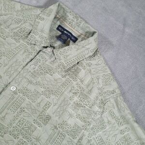 ExOfficio Shirt Mens Small Green Floral Fishing Nymph Pattern Short Sleeve Modal
